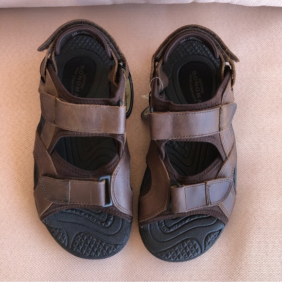 Sonoma Genuine Leather Stingray Removable Back Strap Brown Adjustable Sandals 7 - Picture 4 of 14